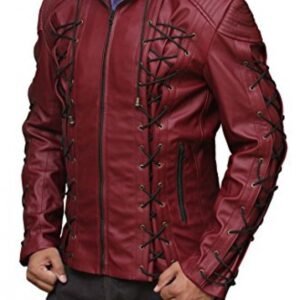 Alternative view of Arsenal Red Hooded Leather Jacket