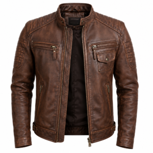 Men Stylish Brown Leather Jacket