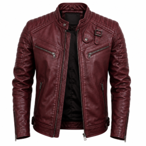 Men Maroon Biker Leather Jacket
